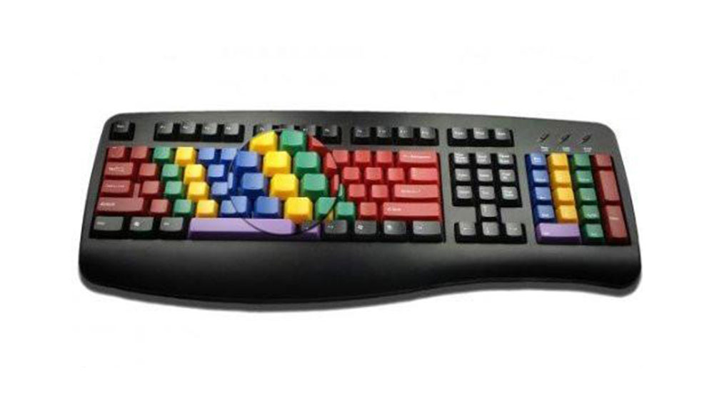 AbleNet LessonBoard Multi-Colored Keys with Black Framed Standard USB Wired Computer Keyboard